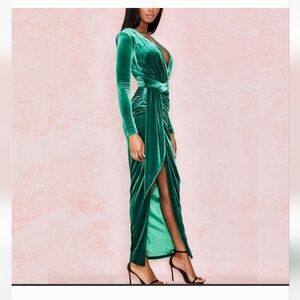 House of cb Emerald Velvet Maxi Florence Gown M